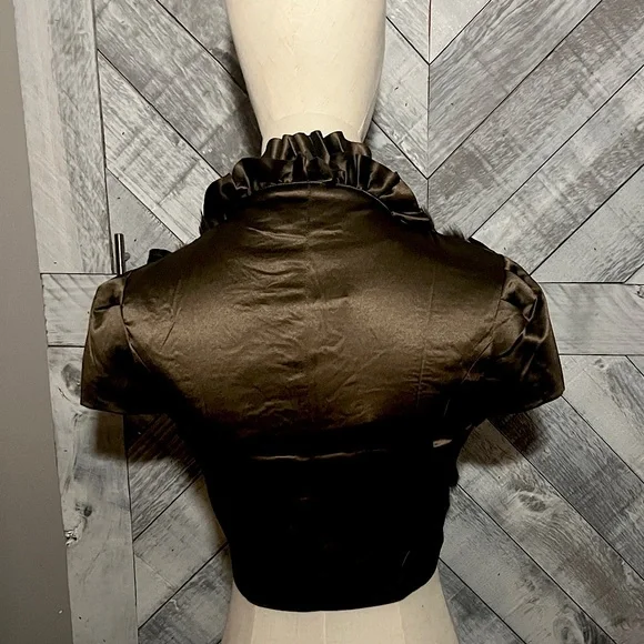 LUCY PARIS Lucy & Co. Chocolate Brown and Fur Shrug SIZE L - Picture 2 of 10